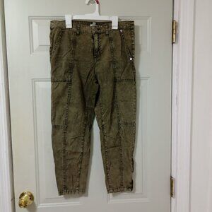 Ecote 100% Cotton Olive Green Cargo Pants With Zippers Size 28 Womens